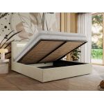 Łóżko tapicerowane GOLD 5 CLASSIC 180x200 - materac multipocket - kremowy, struktura