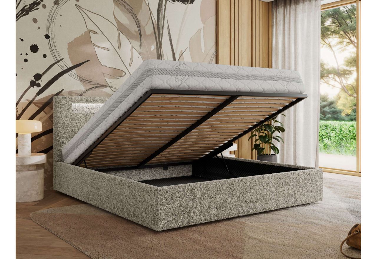 Łóżko tapicerowane GOLD 5 CLASSIC 180x200 - beżowy, struktura