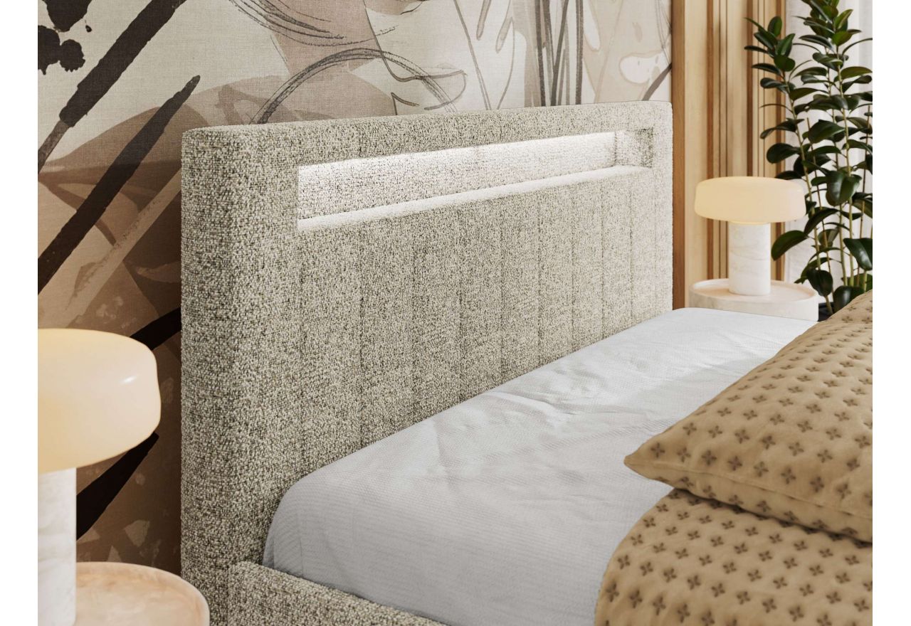 Łóżko tapicerowane GOLD 5 CLASSIC 180x200 - materac piankowy - beżowy, struktura