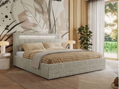 Łóżko tapicerowane GOLD 5 CLASSIC 160x200 - materac pocket - beżowy, struktura