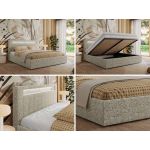 Łóżko tapicerowane GOLD 5 CLASSIC 160x200 - materac pocket - beżowy, struktura