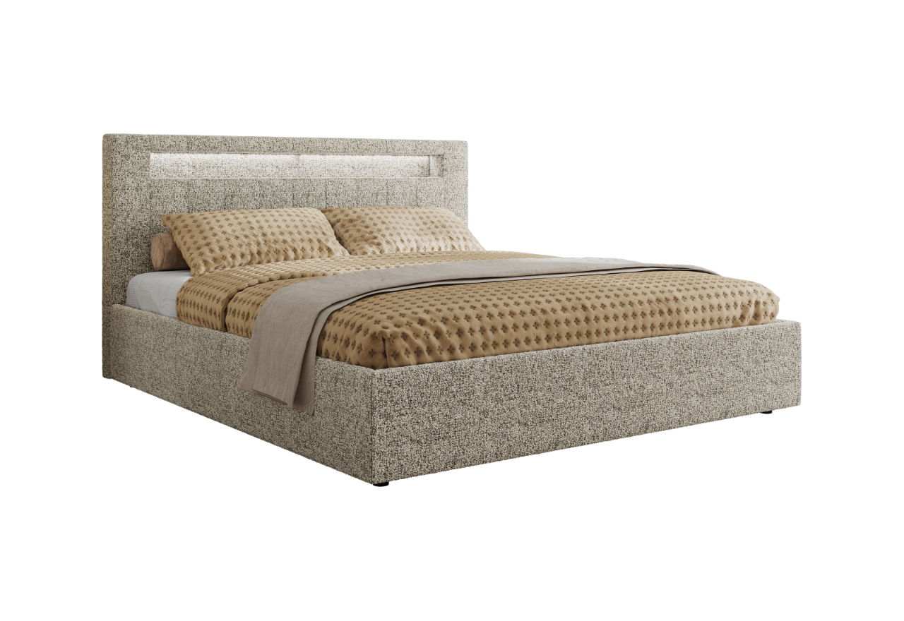 Łóżko tapicerowane GOLD 5 CLASSIC 180x200 - materac multipocket - beżowy, struktura