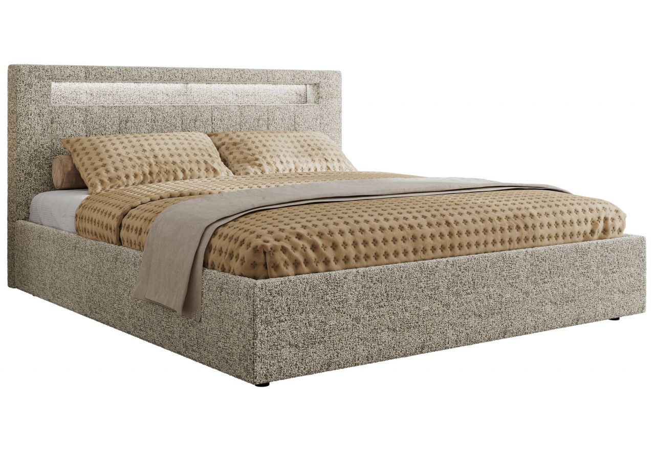 Łóżko tapicerowane GOLD 5 CLASSIC 180x200 - materac multipocket - beżowy, struktura