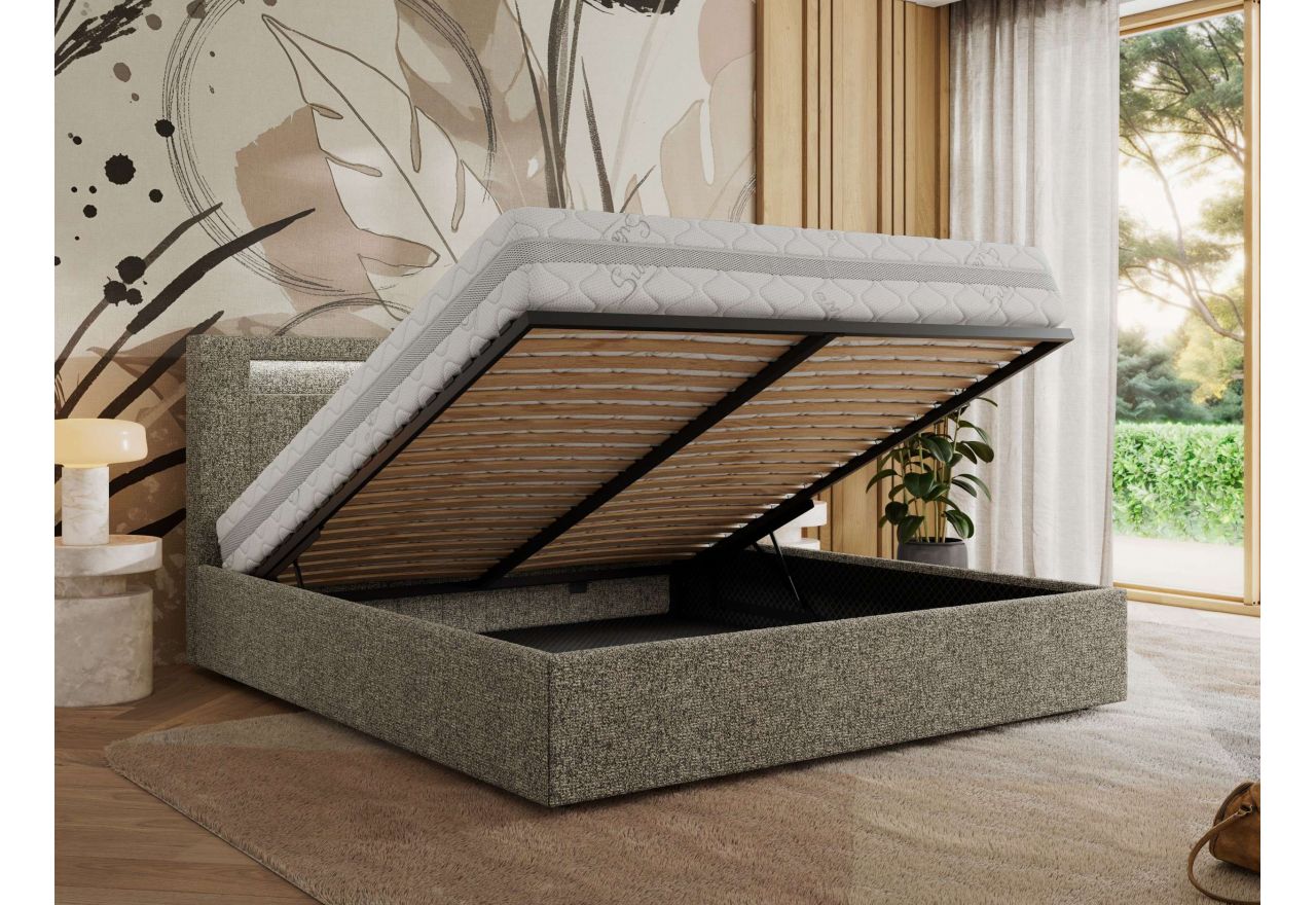 Łóżko tapicerowane GOLD 5 CLASSIC 180x200 - szary, struktura