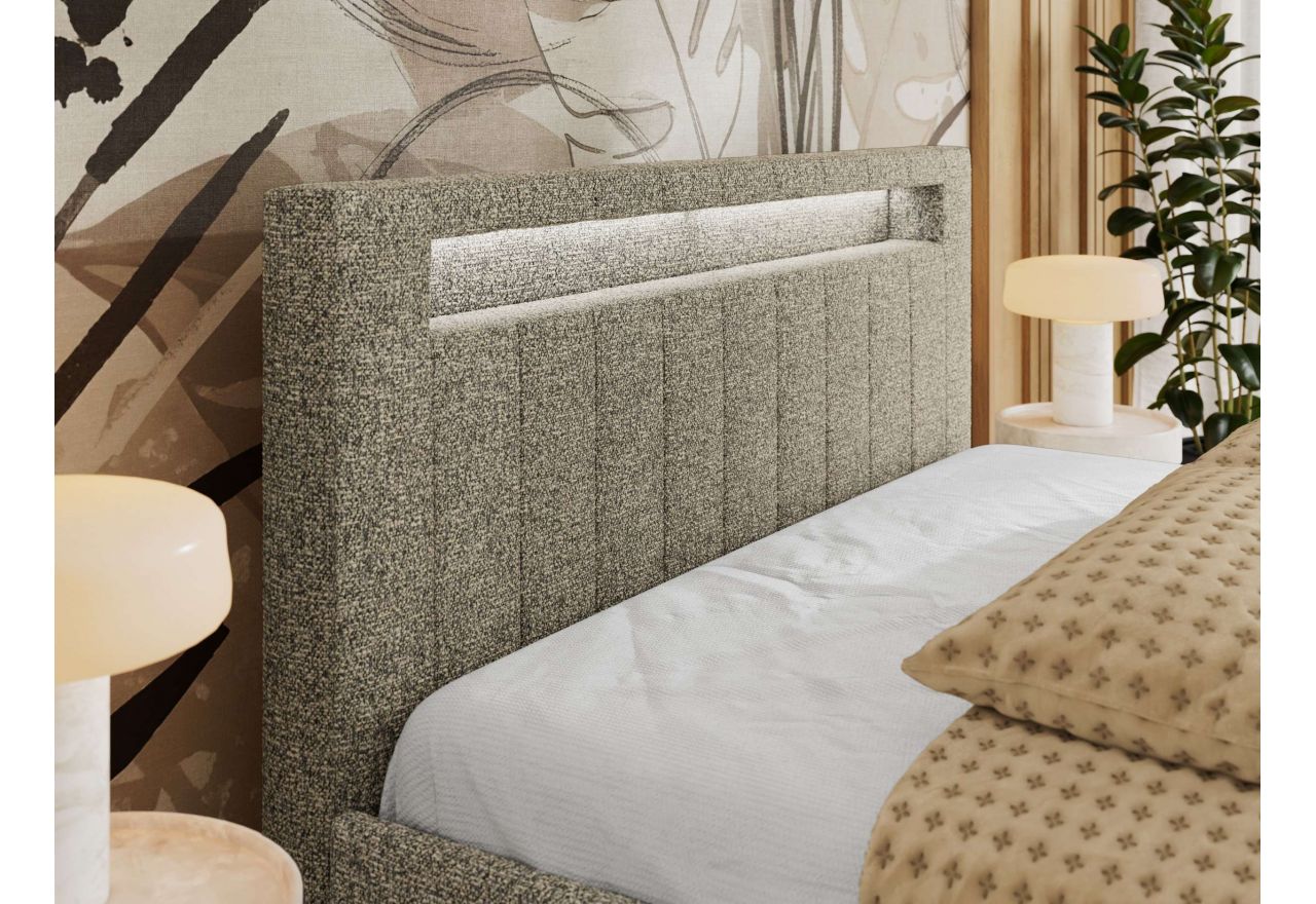 Łóżko tapicerowane GOLD 5 CLASSIC 140x200 - materac piankowy - szary, struktura