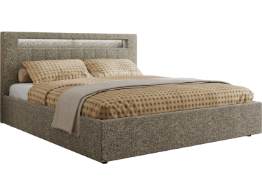 Łóżko tapicerowane GOLD 5 CLASSIC 160x200 - materac pocket - szary, struktura
