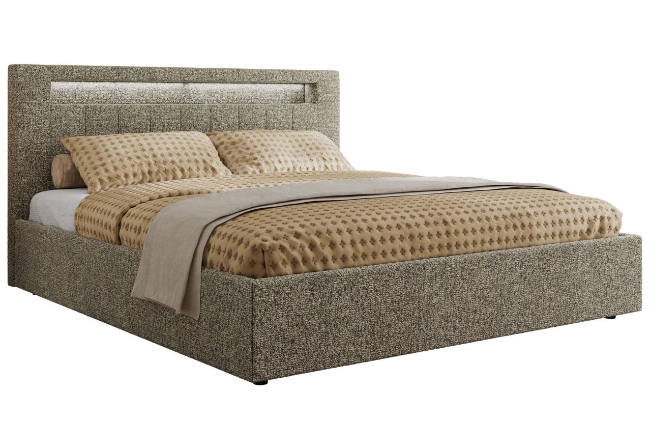Łóżko tapicerowane GOLD 5 CLASSIC 180x200 - materac multipocket - szary, struktura