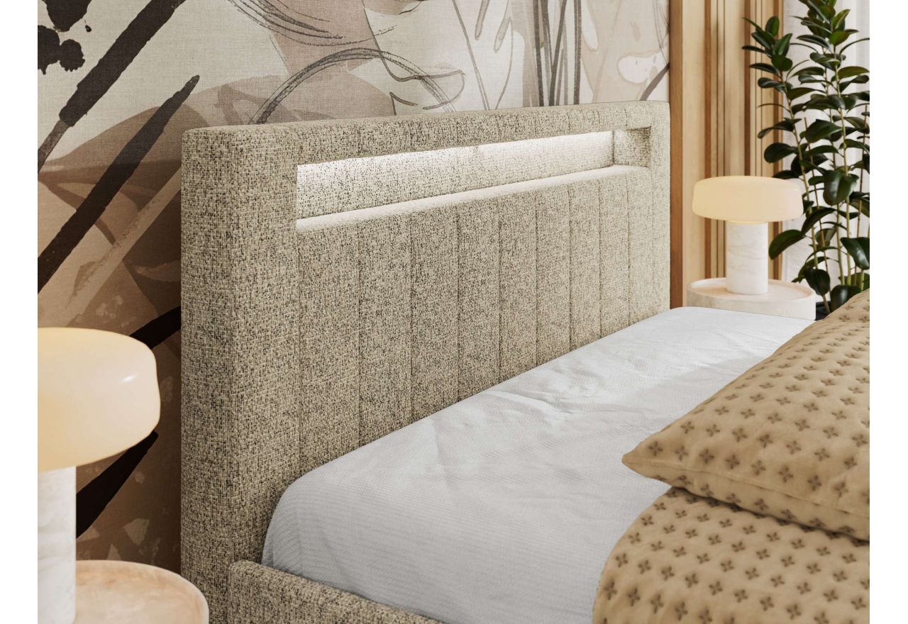 Łóżko tapicerowane GOLD 5 CLASSIC 140x200 - ciemnobeżowy, struktura