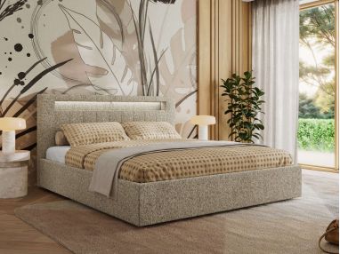 Łóżko tapicerowane GOLD 5 CLASSIC 180x200 - materac multipocket - ciemnobeżowy, struktura