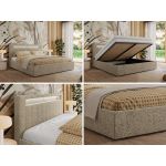 Łóżko tapicerowane GOLD 5 CLASSIC 180x200 - materac multipocket - ciemnobeżowy, struktura