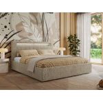 Łóżko tapicerowane GOLD 5 CLASSIC 200x200 - materac multipocket - ciemnobeżowy, struktura