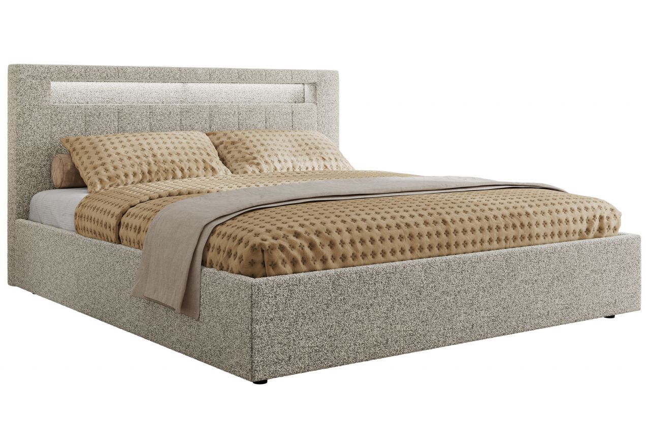 Łóżko tapicerowane GOLD 5 CLASSIC 180x200 - materac pocket - jasnoszary, struktura