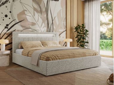 Łóżko tapicerowane GOLD 5 CLASSIC 180x200 - materac multipocket - jasnoszary, struktura