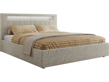 Łóżko tapicerowane GOLD 5 CLASSIC 180x200 - materac multipocket - jasnoszary, struktura