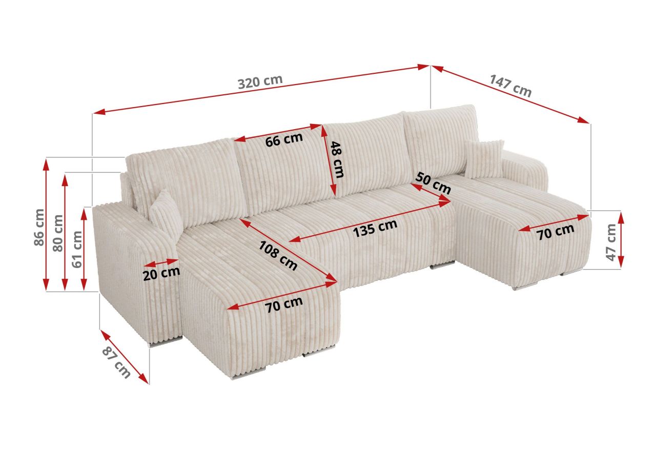 Narożnik KIRASSO U - Tilia 01 - beżowy - OUTLETU