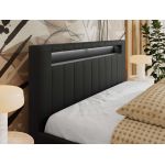 Łóżko tapicerowane GOLD 5 CLASSIC 140x200 - materac multipocket - czarny, ekoskóra