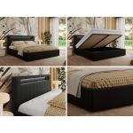 Łóżko tapicerowane GOLD 5 CLASSIC 140x200 - materac multipocket - czarny, ekoskóra