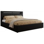 Łóżko tapicerowane GOLD 5 CLASSIC 140x200 - materac multipocket - czarny, ekoskóra