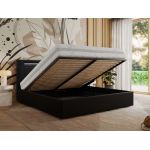 Łóżko tapicerowane GOLD 5 CLASSIC 160x200 - materac multipocket - czarny, ekoskóra