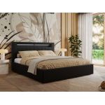 Łóżko tapicerowane GOLD 5 CLASSIC 180x200 - materac multipocket - czarny, ekoskóra