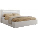 Łóżko tapicerowane GOLD 5 CLASSIC 180x200 - materac pocket - biały, ekoskóra