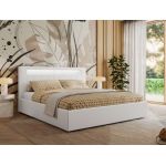 Łóżko tapicerowane GOLD 5 CLASSIC 140x200 - materac multipocket - biały, ekoskóra