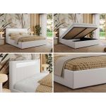 Łóżko tapicerowane GOLD 5 CLASSIC 140x200 - materac multipocket - biały, ekoskóra