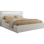 Łóżko tapicerowane GOLD 5 CLASSIC 160x200 - materac multipocket - biały, ekoskóra