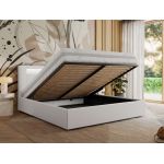 Łóżko tapicerowane GOLD 5 CLASSIC 160x200 - materac multipocket - biały, ekoskóra