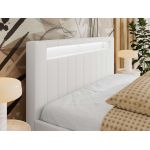 Łóżko tapicerowane GOLD 5 CLASSIC 200x200 - materac multipocket - biały, ekoskóra