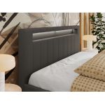 Łóżko tapicerowane GOLD 5 CLASSIC 200x200 - szary, ekoskóra