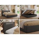 Łóżko tapicerowane GOLD 5 CLASSIC 200x200 - szary, ekoskóra