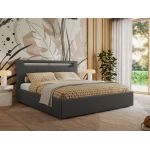 Łóżko tapicerowane GOLD 5 CLASSIC 180x200 - materac piankowy - szary, ekoskóra