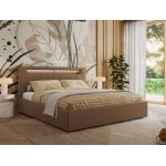 Łóżko tapicerowane GOLD 5 CLASSIC 180x200 - materac multipocket - brązowy, ekoskóra