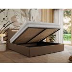 Łóżko tapicerowane GOLD 5 CLASSIC 180x200 - materac multipocket - brązowy, ekoskóra