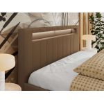 Łóżko tapicerowane GOLD 5 CLASSIC 180x200 - materac multipocket - brązowy, ekoskóra