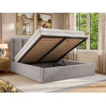 Łóżko tapicerowane SAVINO CLASSIC 140x200 - materac pocket - jasnoszary, plusz