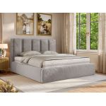 Łóżko tapicerowane SAVINO CLASSIC 160x200 - materac pocket - jasnoszary, plusz