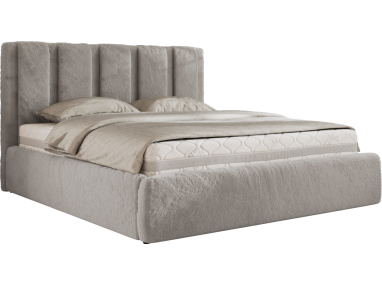Łóżko tapicerowane SAVINO CLASSIC 160x200 - materac pocket - jasnoszary, plusz
