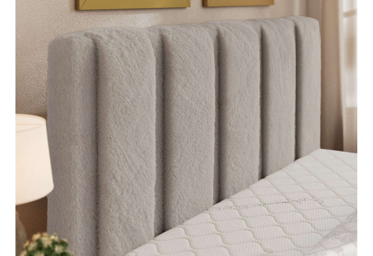 Łóżko tapicerowane SAVINO CLASSIC 160x200 - materac multipocket - jasnoszary, plusz