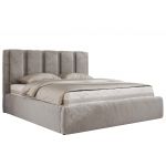 Łóżko tapicerowane SAVINO CLASSIC 160x200 - materac multipocket - jasnoszary, plusz