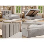 Łóżko tapicerowane SAVINO CLASSIC 180x200 - materac multipocket - jasnoszary, plusz