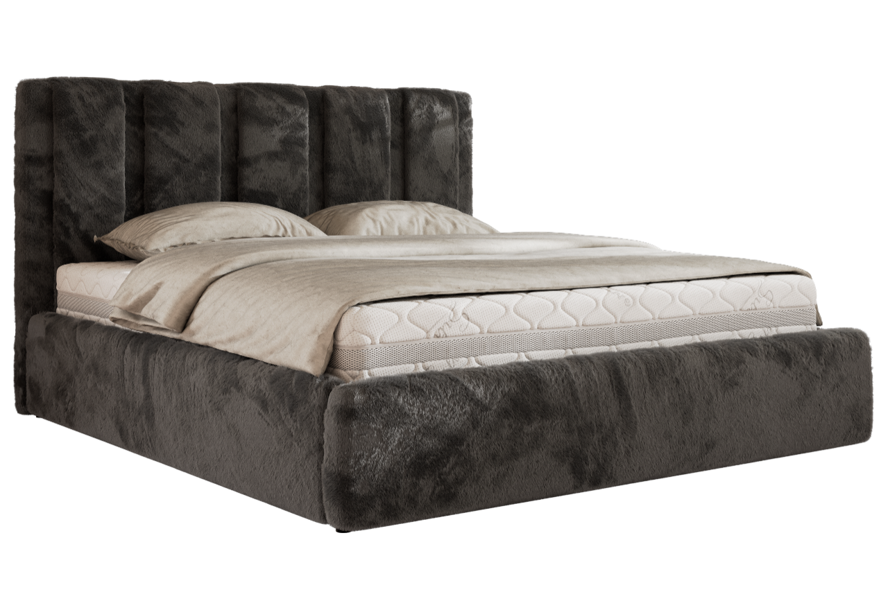 Łóżko tapicerowane SAVINO CLASSIC 200x200 - materac piankowy - ciemnoszary, plusz