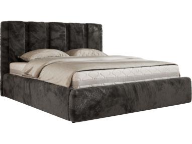 Łóżko tapicerowane SAVINO CLASSIC 140x200 - materac pocket - ciemnoszary, plusz