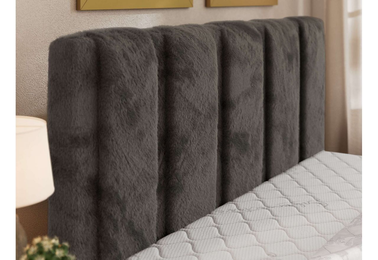 Łóżko tapicerowane SAVINO CLASSIC 140x200 - materac pocket - ciemnoszary, plusz