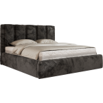 Łóżko tapicerowane SAVINO CLASSIC 180x200 - materac pocket - ciemnoszary, plusz