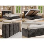 Łóżko tapicerowane SAVINO CLASSIC 200x200 - materac pocket - ciemnoszary, plusz