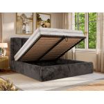 Łóżko tapicerowane SAVINO CLASSIC 140x200 - materac multipocket - ciemnoszary, plusz