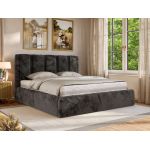 Łóżko tapicerowane SAVINO CLASSIC 200x200 - materac multipocket - ciemnoszary, plusz