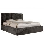 Łóżko tapicerowane SAVINO CLASSIC 200x200 - materac multipocket - ciemnoszary, plusz